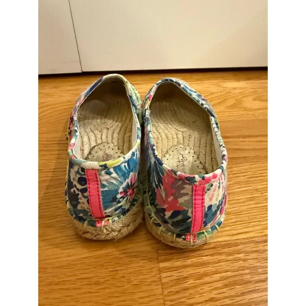 Lilly Pulitzer Lia Espadrille Flat-Dive In-Canvas Sz 7 Slip On Comfort Shoes